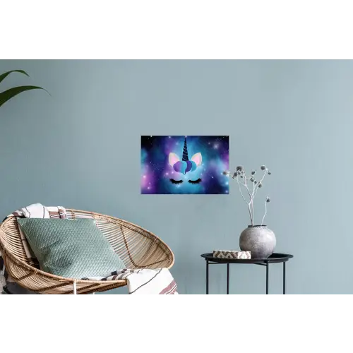 Eenhoorn - Sterren - Magisch - Blauw Muursticker klein -plant