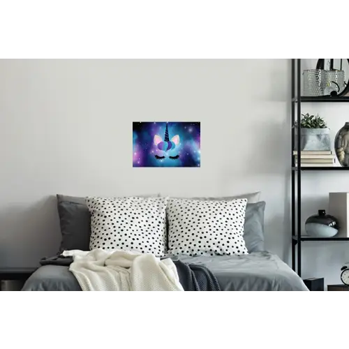 Eenhoorn - Sterren - Magisch - Blauw Muursticker klein -slaapkamer