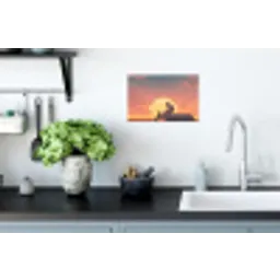 Busje - Kat - Zonsondergang - Oranje Muursticker klein -keuken