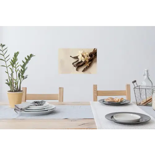 Vanille - Bloemen - Beige Muursticker klein -eettafel