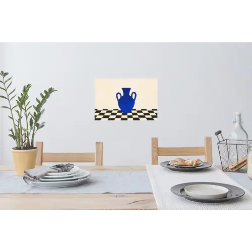Vaas - Blauw - Geblokt - Modern Muursticker klein -eettafel