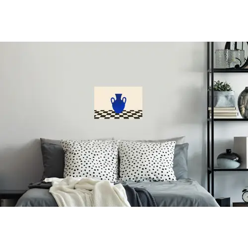 Vaas - Blauw - Geblokt - Modern Muursticker klein -slaapkamer
