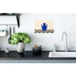 Vaas - Blauw - Geblokt - Modern Muursticker klein -keuken