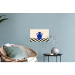 Vaas - Blauw - Geblokt - Modern Muursticker klein -plant