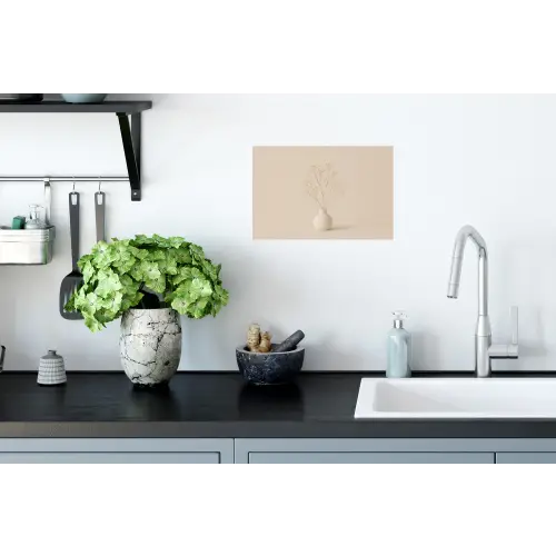Vaas - Takken - Bloemetjes - Wit Muursticker klein -keuken