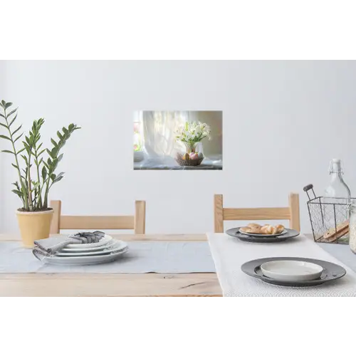 Vaas - Eieren - Bloemen Muursticker klein -eettafel