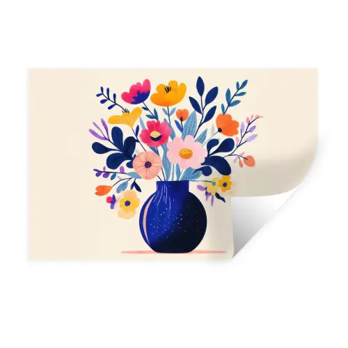 Vaas - Bloemen - Boeket Muursticker klein -3d