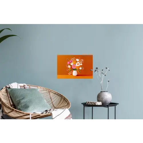 Vaas - Bloemen - Oranje Muursticker klein -plant