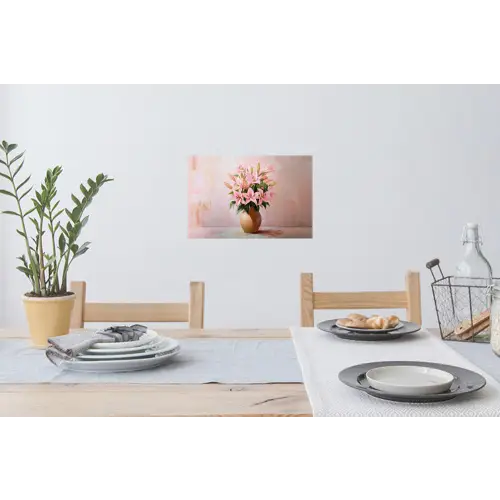 Vaas - Bloemen - Roze Muursticker klein -eettafel