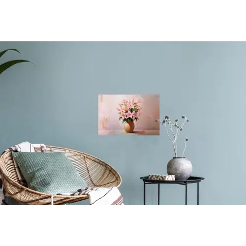 Vaas - Bloemen - Roze Muursticker klein -plant