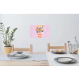 Vaas - Gestreept - Bloemen - Oranje Muursticker klein -eettafel