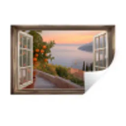 Doorkijk - Uitzicht - Meer - Landschap Muursticker klein -3d