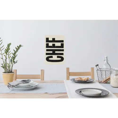 Vintage - Chef - Japandi - Zwart Muursticker klein -eettafel