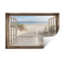Doorkijk - Strand - Duinen - Pad - Landschap Muursticker klein -3d
