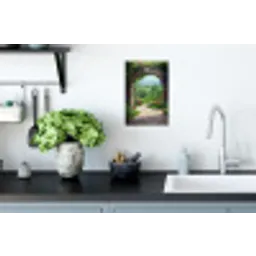 Doorkijk - Landschap - Bloemen - Pad - Uitzicht Muursticker klein -keuken