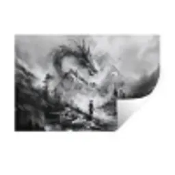 Krijger - Draak - Grijs Muursticker klein -3d
