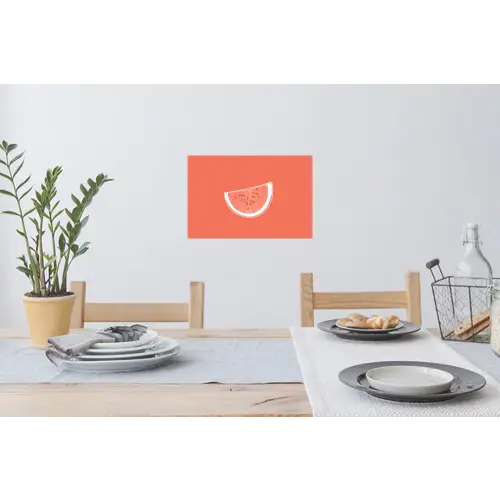 Watermeloen - Lijnen - Koraalrood Muursticker klein -eettafel