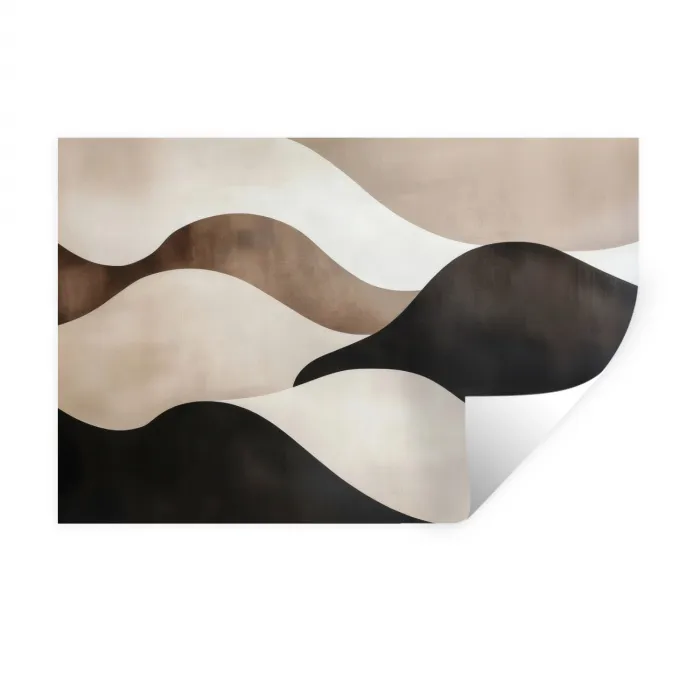 Golven - Abstract - Beige Muursticker klein -3d