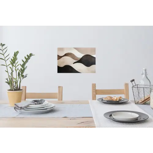 Golven - Abstract - Beige Muursticker klein -eettafel