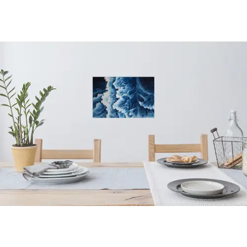 Golven - Blauw - Schuim Muursticker klein -eettafel