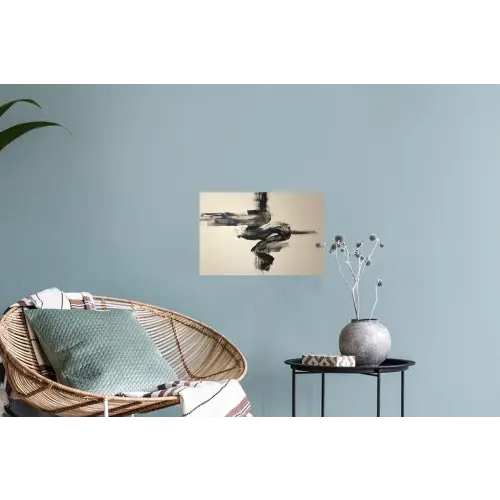 Golven - Penseelstreken - Beige - Minimalistisch Muursticker klein -plant