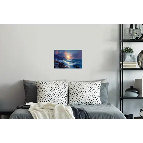 Golven - Zee - Kleurrijk - Rotsen Muursticker klein -slaapkamer