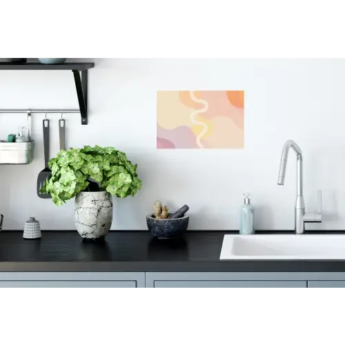 Golvende vormen - Abstract - pastel Muursticker klein -keuken
