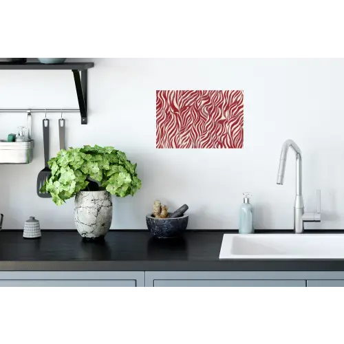 Golvende vormen - Abstract - Rood Muursticker klein -keuken