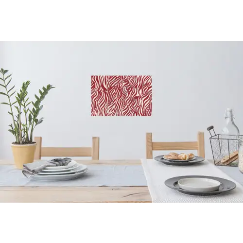 Golvende vormen - Abstract - Rood Muursticker klein -eettafel