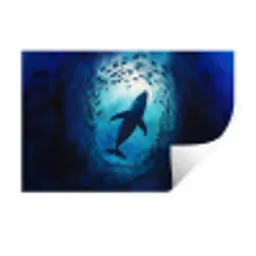 Walvis - Vissen - Donkerblauw Muursticker klein -3d