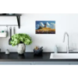 Windmolen - Heuvel - Bloemen - Kleurrijk Muursticker klein -keuken
