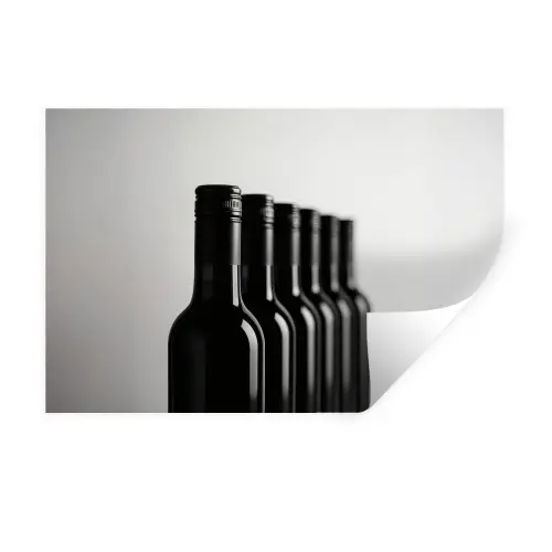 Wijnflessen - Zwart - Minimalistisch Muursticker klein -3d