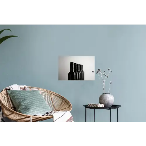 Wijnflessen - Zwart - Minimalistisch Muursticker klein -plant