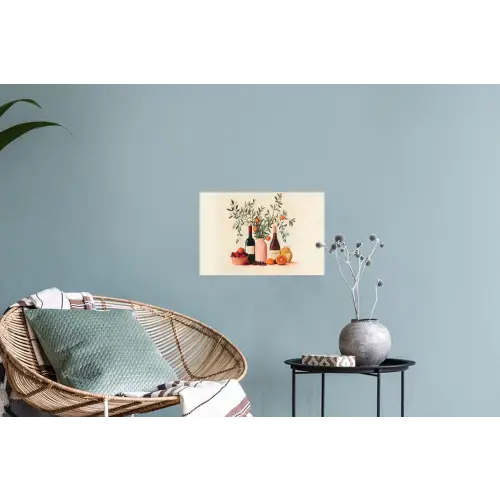 Wijnflessen - Takken - Sinaasappels Muursticker klein -plant