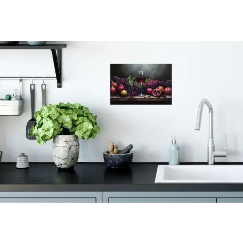 Wijn - Fruit - Stilleven Muursticker klein -keuken