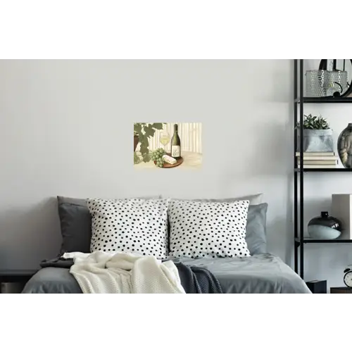 Wijn - Druiven - Kaas - Bladeren Muursticker klein -slaapkamer