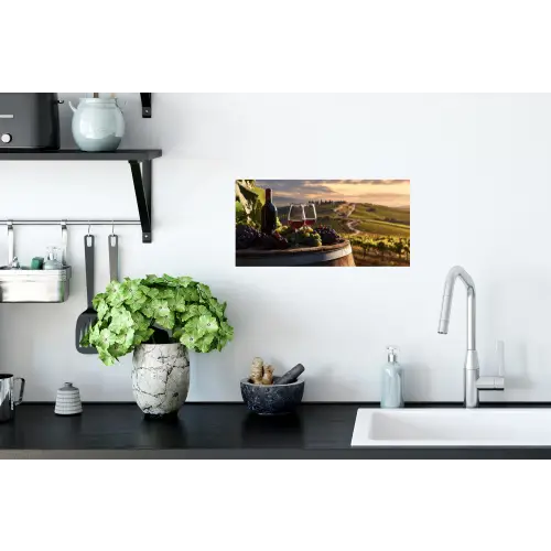 Wijn - Druiven - Heuvels - Landschap Muursticker klein -keuken