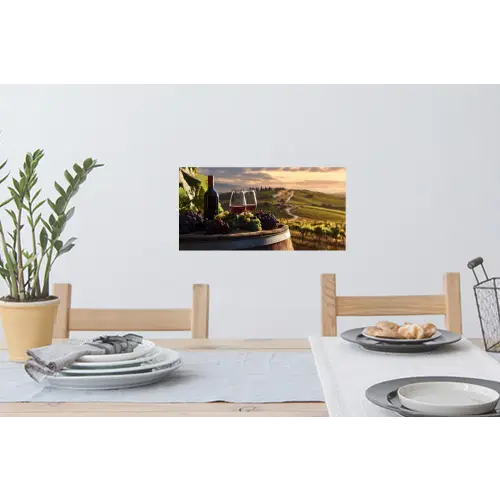 Wijn - Druiven - Heuvels - Landschap Muursticker klein -eettafel