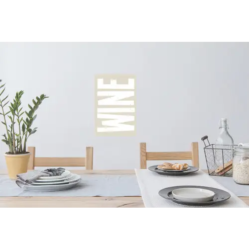 Wine - Japandi - Vintage - Wit Muursticker klein -eettafel