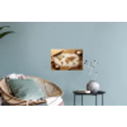 Hout - Wereldkaart - Bakken - Keuken Muursticker klein -plant