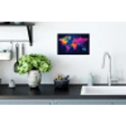 Wereldkaart - Kleurrijk - Graffiti Muursticker klein -keuken