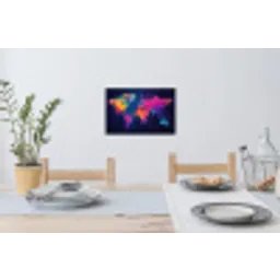 Wereldkaart - Kleurrijk - Graffiti Muursticker klein -eettafel