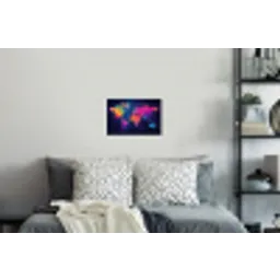 Wereldkaart - Kleurrijk - Graffiti Muursticker klein -slaapkamer