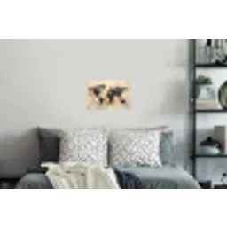 Wereldkaart - Goud - Zwart - Abstract Muursticker klein -slaapkamer