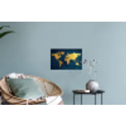 Wereldkaart - Goud - Donkerblauw Muursticker klein -plant