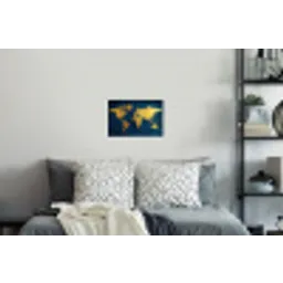 Wereldkaart - Goud - Donkerblauw Muursticker klein -slaapkamer