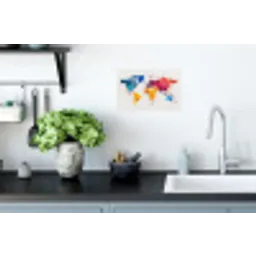 Wereldkaart - Graffiti - Kleurrijk Muursticker klein -keuken
