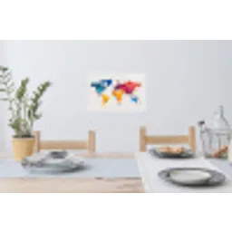 Wereldkaart - Graffiti - Kleurrijk Muursticker klein -eettafel
