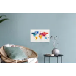 Wereldkaart - Graffiti - Kleurrijk Muursticker klein -plant