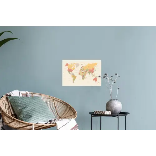 Wereldkaart - Realistisch - Beige Muursticker klein -plant